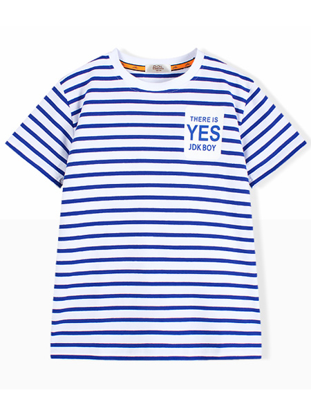 童装品牌2021夏季新款中大童海军风条纹短袖衫男童韩版上衣