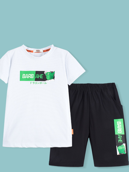 poipoilu（泡泡噜）童装品牌2021夏季新款中大童韩版短袖短裤两件套男童全棉T恤