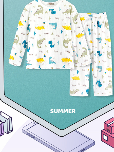 童装品牌2021夏季新款纯棉睡衣套装中大童薄款家居服洋气