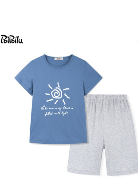 poipoilu（泡泡噜）童装品牌2021夏季新款中大童纯棉短袖短裤男童韩版家居服套装