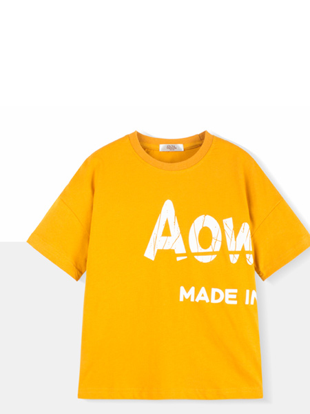 poipoilu（泡泡噜）童装品牌2021夏季新款儿童T恤全棉中大童韩版字母印花短袖男童T恤潮