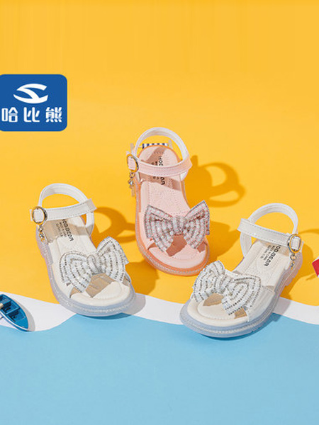 HappyBear哈比熊童鞋品牌2021夏季新款小女孩时尚亮片公主鞋