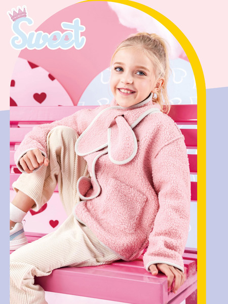 M.M party国际女童IP集成店童装品牌2021秋季粉色羊绒外套