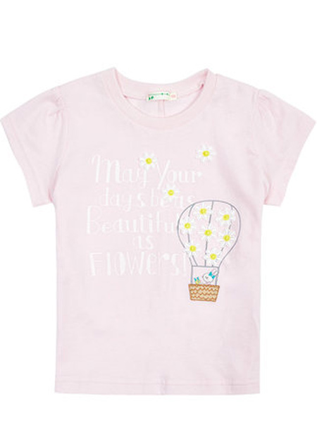 knitplanner童装品牌2021春夏新品时尚绣花圆领短袖T恤