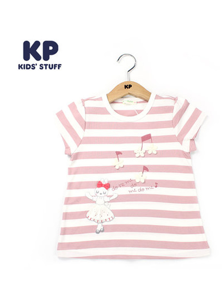 knitplanner童装品牌2021春夏新款休闲短袖圆领条纹T恤上衣