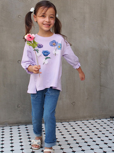 knitplanner童装品牌2021春夏休闲宽松直筒舒适专柜同款时尚打底七分裤子