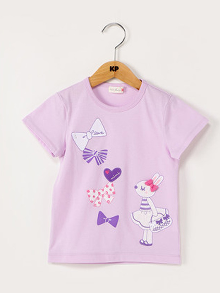 knitplanner童装品牌2021春夏mimi兔拼接格子短袖上衣