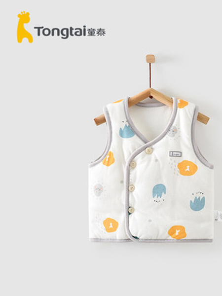 童泰童装品牌2021秋冬3月-3岁婴幼儿男女宝宝衣服夹棉马甲对开扣坎肩上衣