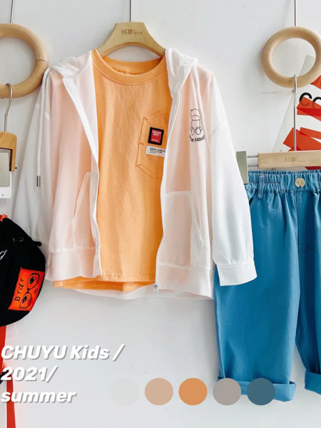 初羽Kids童装品牌2021夏季小熊刺绣防晒衣套装