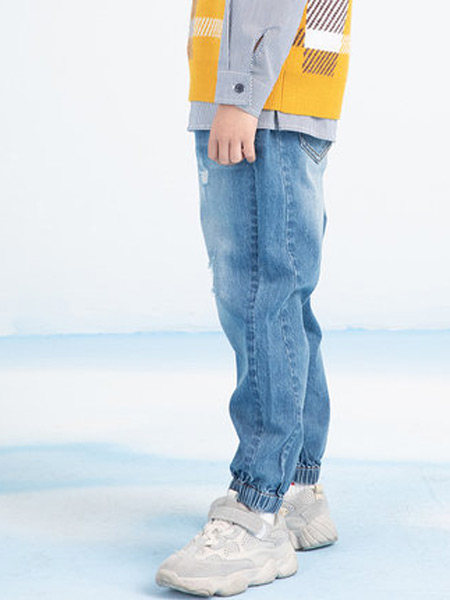 ULLU 优露童装品牌2021秋季新款长袖针织毛衣套头衫趣味几何图案男童装上衣