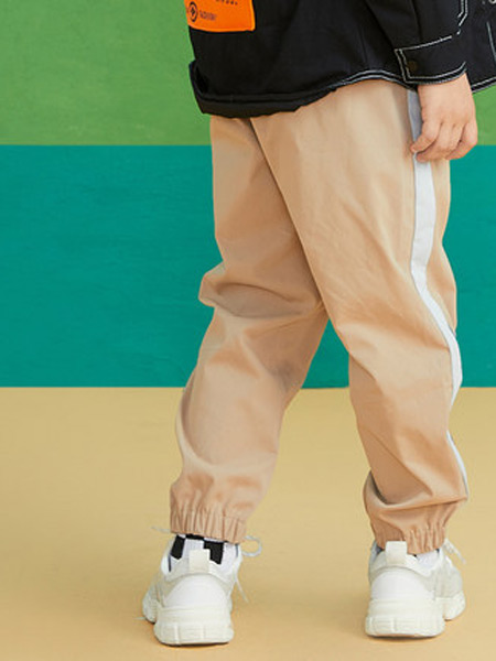 ULLU 优露童装品牌2021秋季新款竖条纹休闲裤男童童装长裤时尚收口设计