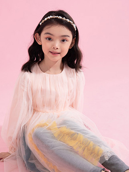 童装品牌2021秋季新款连衣裙彩色纱裙长袖公主裙可爱甜美女童裙装