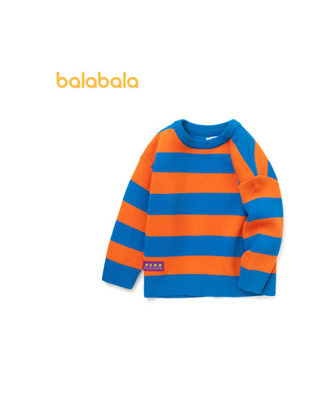 巴拉巴拉童装品牌2021秋季新款两色条纹简洁潮上衣