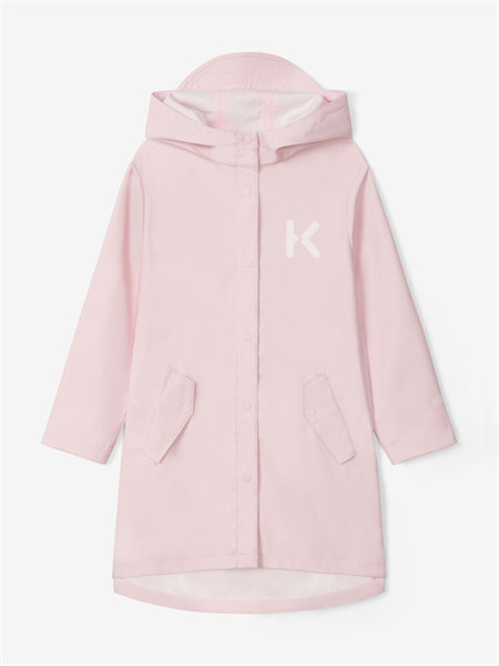 KENZO童装品牌2021秋季长款粉色K印花风衣外套