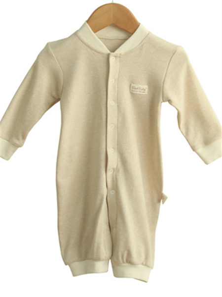 素棉宝贝童装品牌2021春夏有机棉彩棉婴儿长袖连身衣