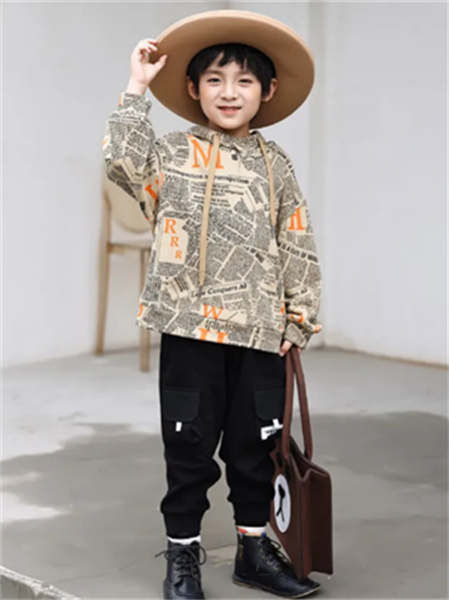 名书曼秀童装品牌2021秋季韩版英文刺绣卫衣