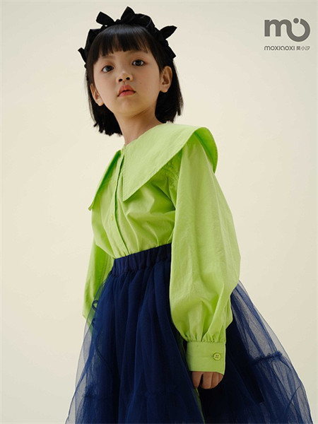 童装品牌2021秋季绿色雪纺纯棉衬衫