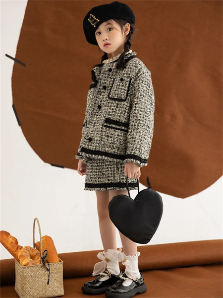 卡拉美Karamel童装品牌2021秋冬棉麻纹路外套套装