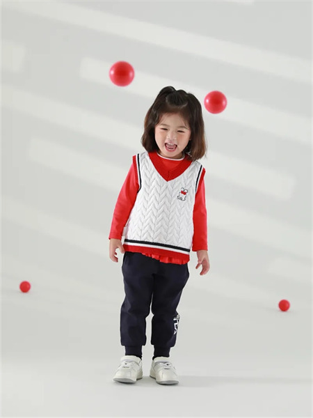 巴布豆（杭州中赛）童装品牌2021秋季纹路针织毛衣背心 