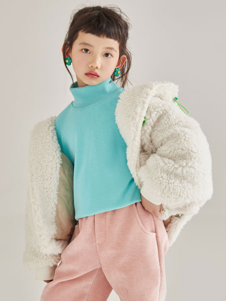 M童装品牌2021秋冬羊羔毛白色外套