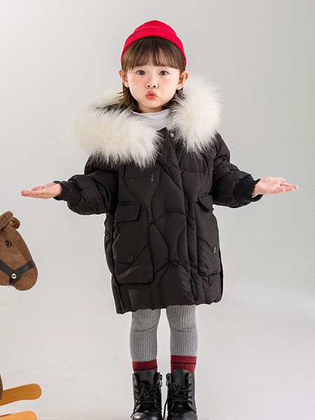 童年领域童装品牌2021秋冬羊毛领长款保暖羽绒服