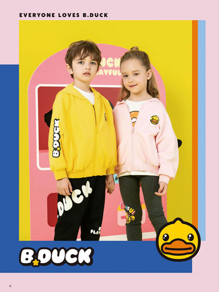 小黄鸭/米6童装品牌2021粉色连帽棒球服