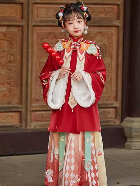 伊尚贝丽童装品牌2021冬季中国风刺绣古装演出服