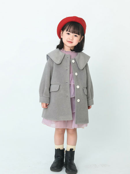 苏格马可童装品牌2021冬季娃娃领中长款外套
