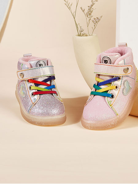 泰兰尼斯童鞋品牌2021冬季彩虹鞋带舒适鞋