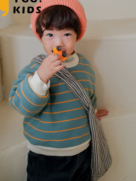 童装品牌2021冬季条纹柔软韩版毛衣