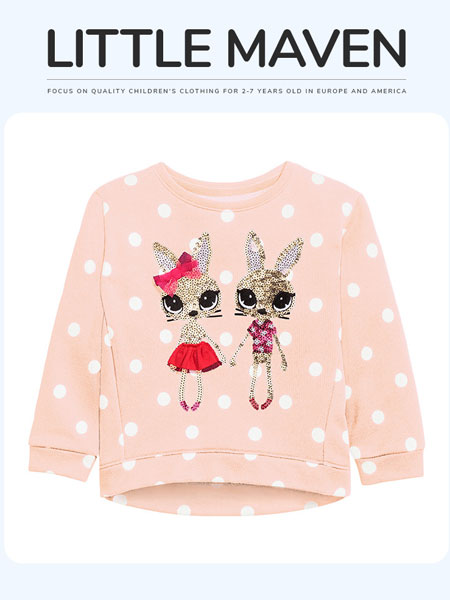 Little mave童装品牌2021刺绣套头粉色卫衣