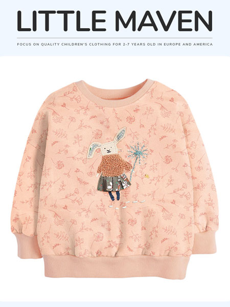 Little mave童装品牌2021保暖刺绣时髦卫衣