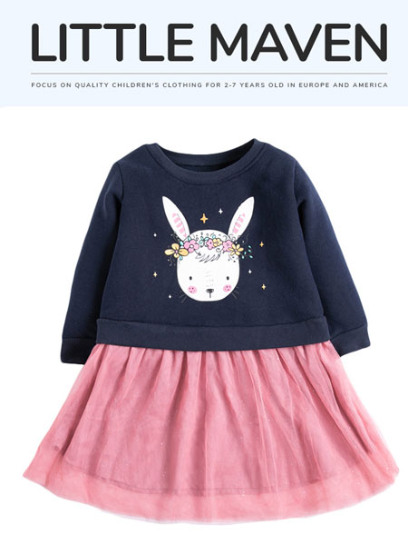 Little mave童装品牌2021冬季刺绣拼接套头连衣裙