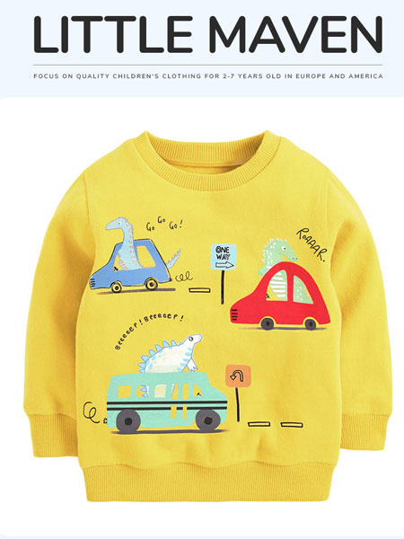 Little mave童装品牌2021冬季小汽车保暖卫衣