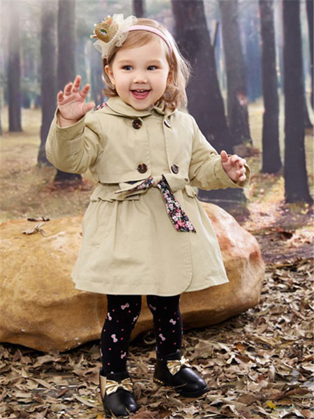 棉之子童装品牌2021冬季系腰带气质风衣
