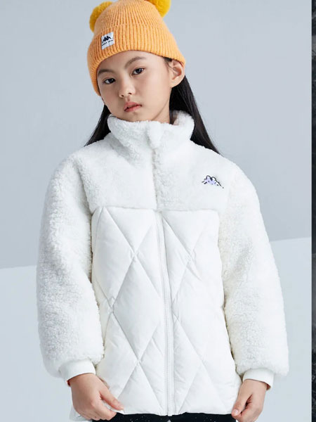 卡帕Kappa Kids童装品牌2021冬季羊羔毛拼接羽绒服