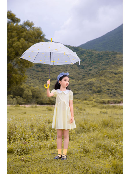 水龍儿童装品牌2021春夏娃娃领时尚纯棉连衣裙