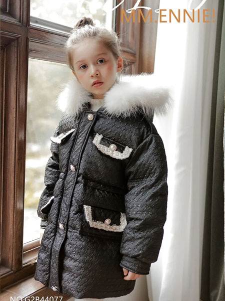 妹妹恩倪童装品牌2021冬季毛领气质小香风外套