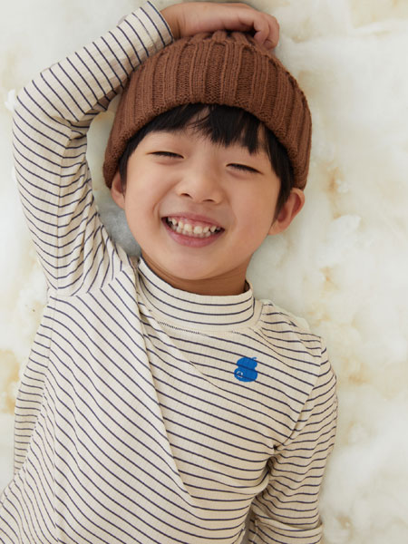 童装品牌2021冬季高领条纹羊毛打底衣