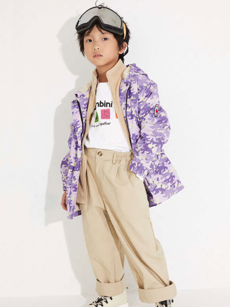童装品牌2021秋冬紫色印花宽松外套