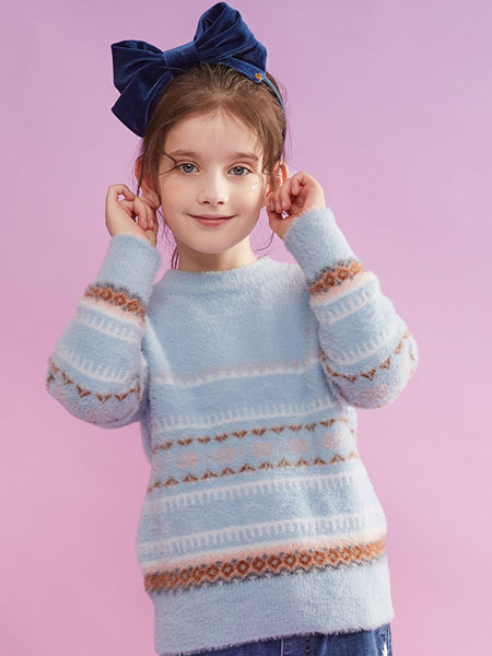 贝田童装品牌2021冬季条纹柔软舒适毛衣