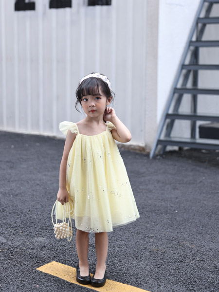 童装品牌2022春夏韩版公主欧根纱吊带蓬蓬裙