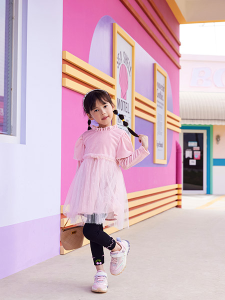 童装品牌2022春夏韩版公主学院欧根纱连衣裙