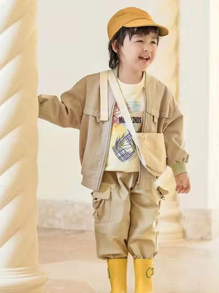 古力家童装品牌2022春夏韩版运动学院复古潮童宽松潮套装