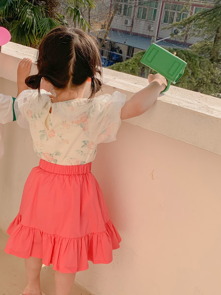 蒂萨纳D`sana童装品牌2022夏季纯色粉色原创日系森系公主学院复古气质款百搭半身裙