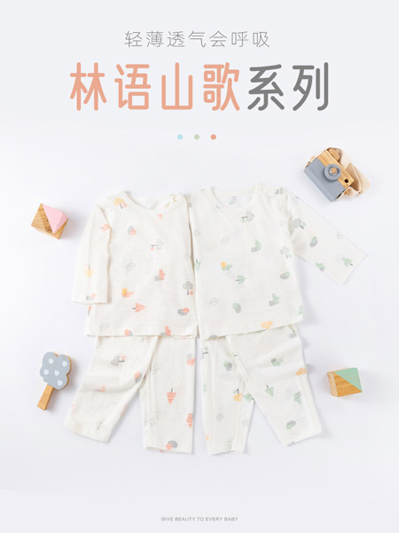 品牌2022春夏韩版小清新印花宝宝儿童空调服长袖睡衣套装纯棉薄款男童女童家居服