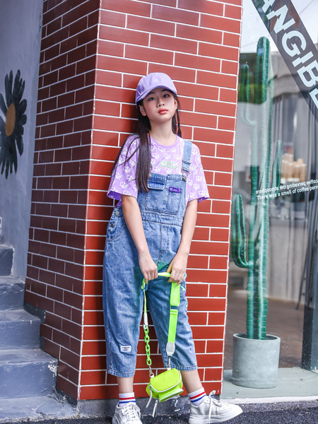 糖果布丁童裝品牌2022夏季藍色街頭風通勤風百搭時尚個性潮流牛仔洋氣背帶褲