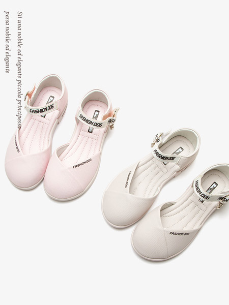 哈贝多童鞋品牌2022春夏纯色小清新简约时尚字母女童韩版包头小女孩儿童公主鞋