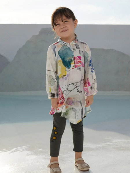 三木比迪童装品牌2022春夏中国风民族风时尚复古风潮流个性休闲弹力不规则连衣裙