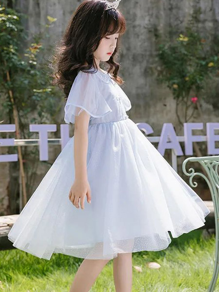 可趣可奇童装品牌2022春夏纯色中国风森系公主复古气质款户外服装生日礼服装公主裙